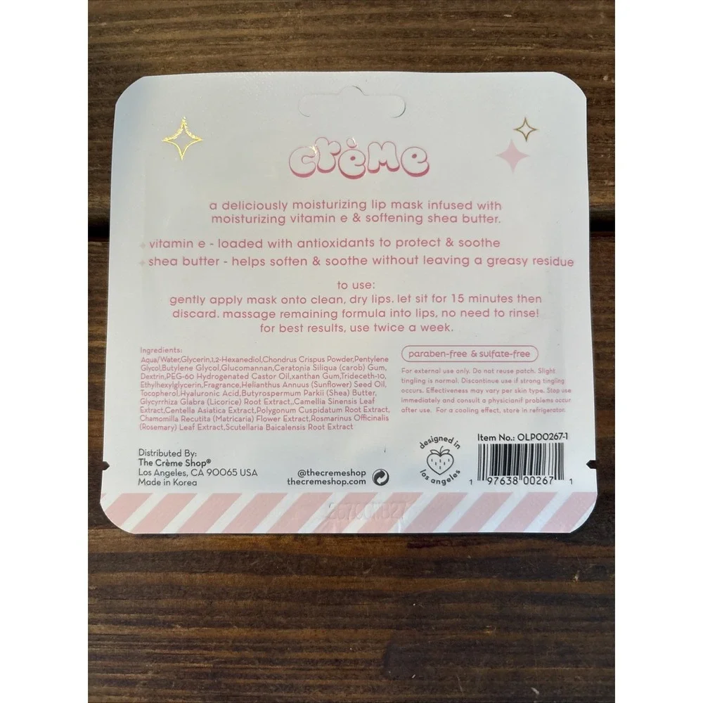 6 of The‎ Crème Shop Repairing Hydrogel Lip Mask With Vitamin E + Shea  NEW WN